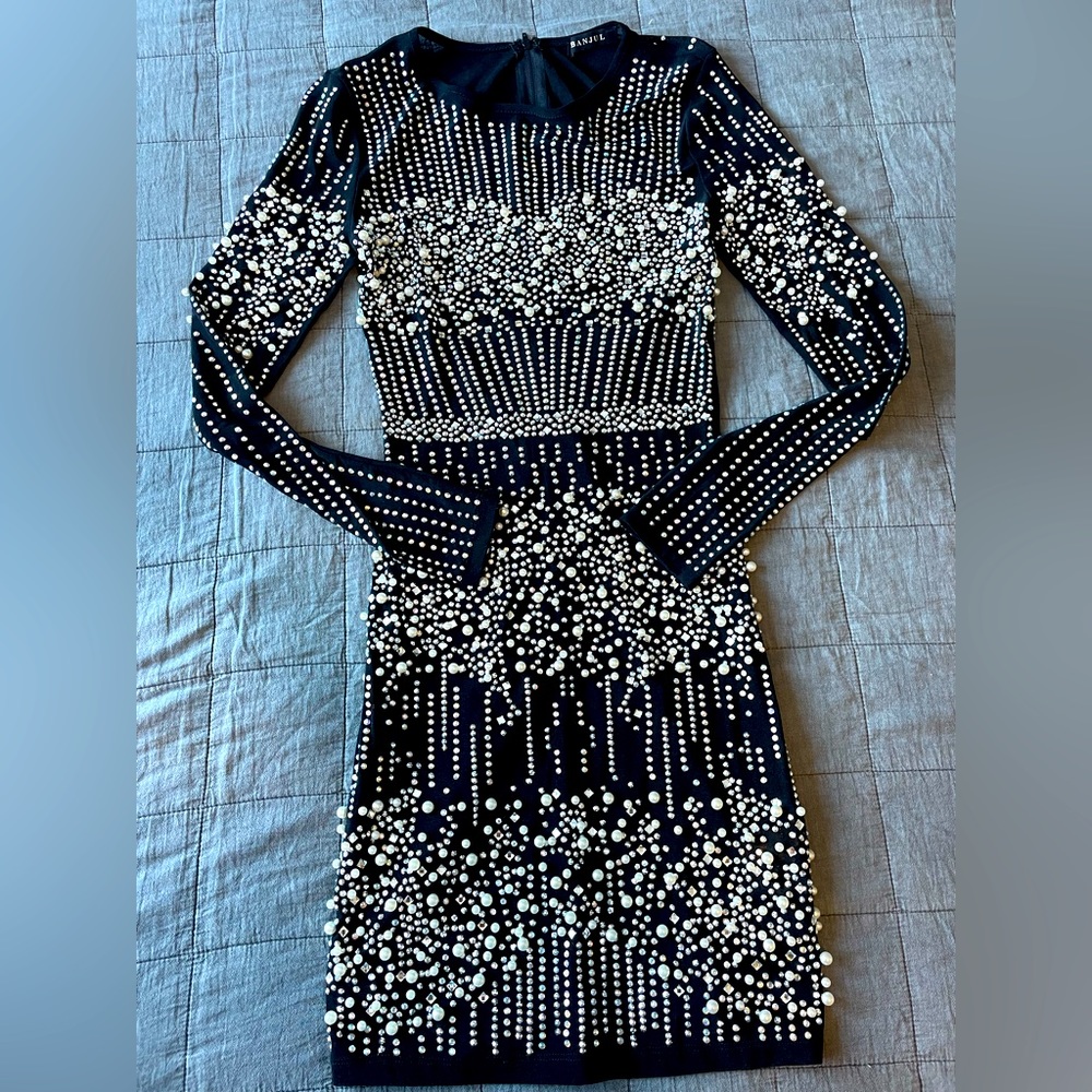 Beaded cocktail dress with slip